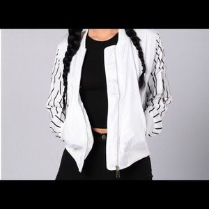 Stripped bomber jacket from fashion nova
